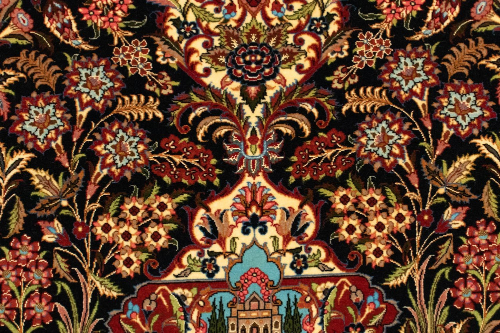 Perserteppich - Ghom 156 x 102 cm - schwarz