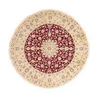 Tapis persan - Nain ronde  - 242 x 242 cm - rouge foncé