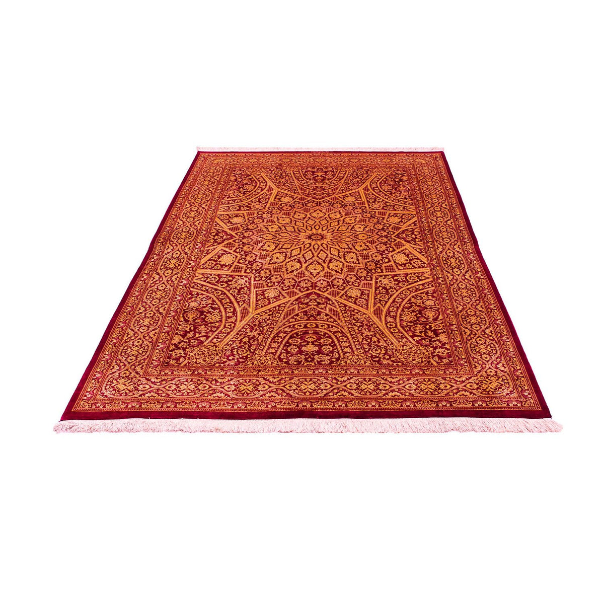 Tapis en soie - Ghom soie - Premium - 216 x 132 cm - bleu foncé