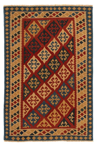 Tapis Kelim - Oriental - 217 x 142 cm - rouge foncé