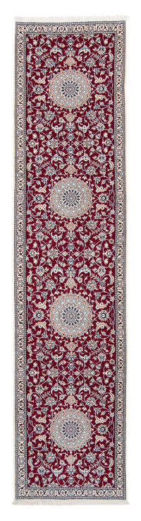 Tapis de couloir Tapis persan - Nain - Royal - 393 x 89 cm - rouge foncé