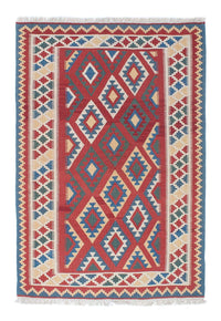 Tapis Kelim - Oriental - 186 x 125 cm - rouge foncé
