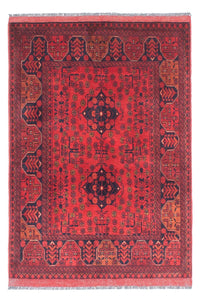Tapis afghan - Kunduz - 145 x 103 cm - rouge foncé