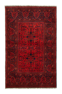 Tapis afghan - Kunduz - 155 x 100 cm - rouge foncé