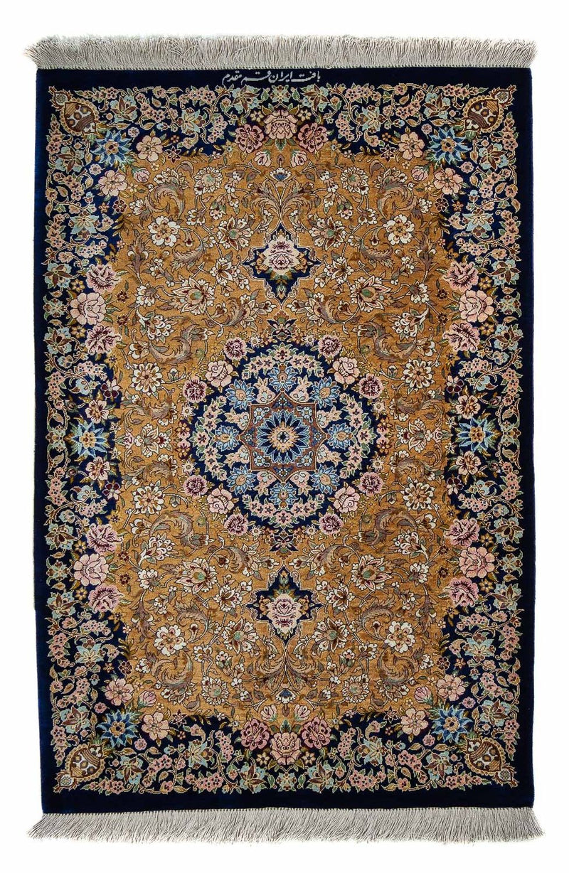 Perserteppich - Ghom 91 x 62 cm - dunkelblau
