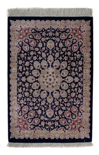 Tapis persan - Ghom - 80 x 56 cm - bleu foncé
