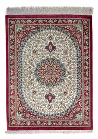 Tapis persan - Ghom - 78 x 60 cm - rouge foncé
