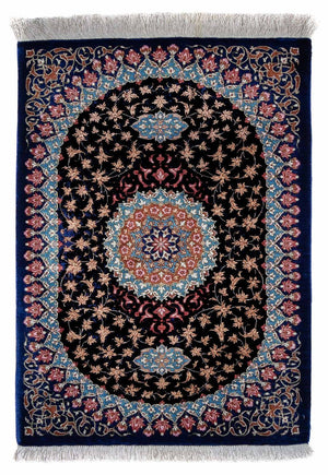 Perserteppich - Ghom 80 x 55 cm - dunkelblau