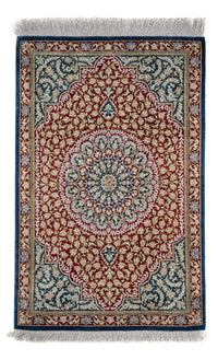 Tapis persan - Ghom - 83 x 53 cm - bleu foncé