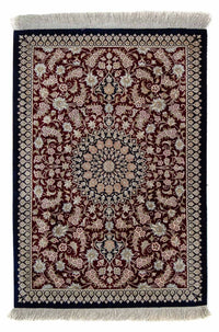 Tapis persan - Ghom - 85 x 58 cm - bleu foncé