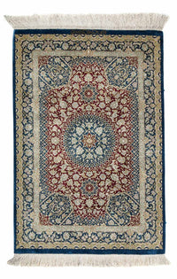 Tapis persan - Ghom - 92 x 61 cm - bleu foncé