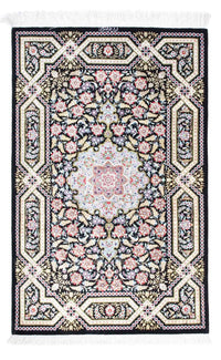 Tapis persan - Ghom - 124 x 79 cm - bleu foncé