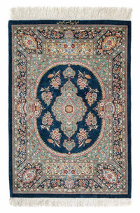 Tapis persan - Ghom - 91 x 62 cm - bleu foncé