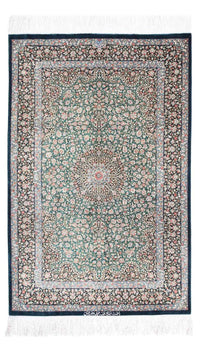 Tapis persan - Ghom - 119 x 77 cm - bleu foncé