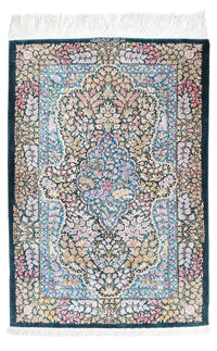 Tapis persan - Ghom - 119 x 81 cm - bleu foncé