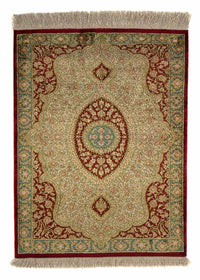 Tapis persan - Ghom - 78 x 58 cm - rouge foncé