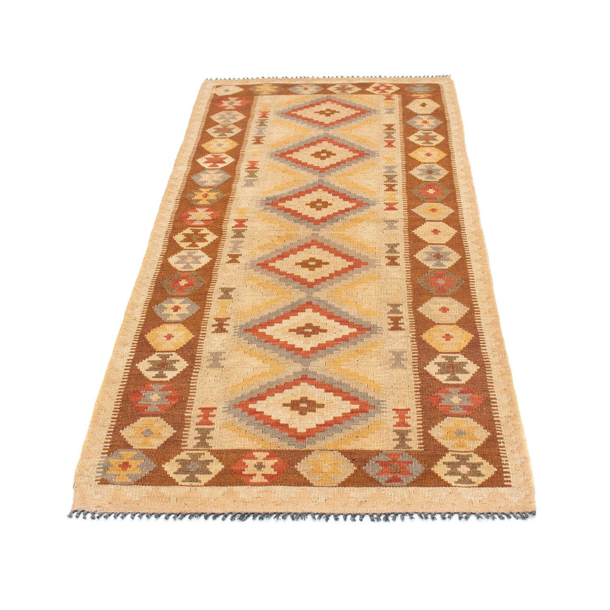 Tapis de couloir Tapis Kelim - Oriental - 200 x 79 cm - marron clair
