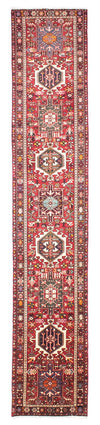 Qaraja Tapis 77x390cm - Tapis persan - rouge - Tapis de couloir / Rouge / 77 x 390 cm Tapis de couloir