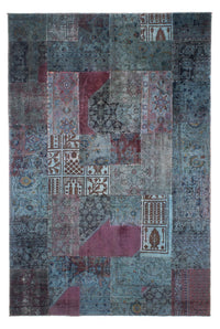 Tapis patchwork - 291 x 194 cm - bleu