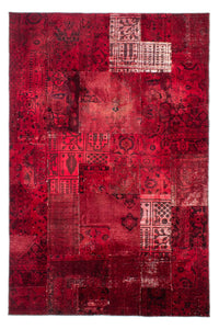 Tapis patchwork - 293 x 194 cm - rouge foncé