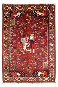 Tapis persan - Nomadic - 220 x 145 cm - rouge foncé