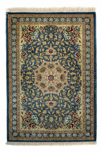 Tapis persan - Ghom - 86 x 58 cm - bleu