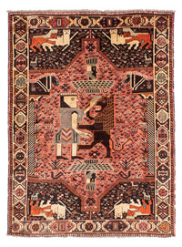 Tapis persan - Nomadic - 192 x 155 cm - rouge clair