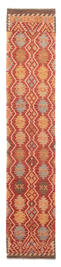 Tapis de couloir Tapis Kelim - Splash - 384 x 75 cm - rouge