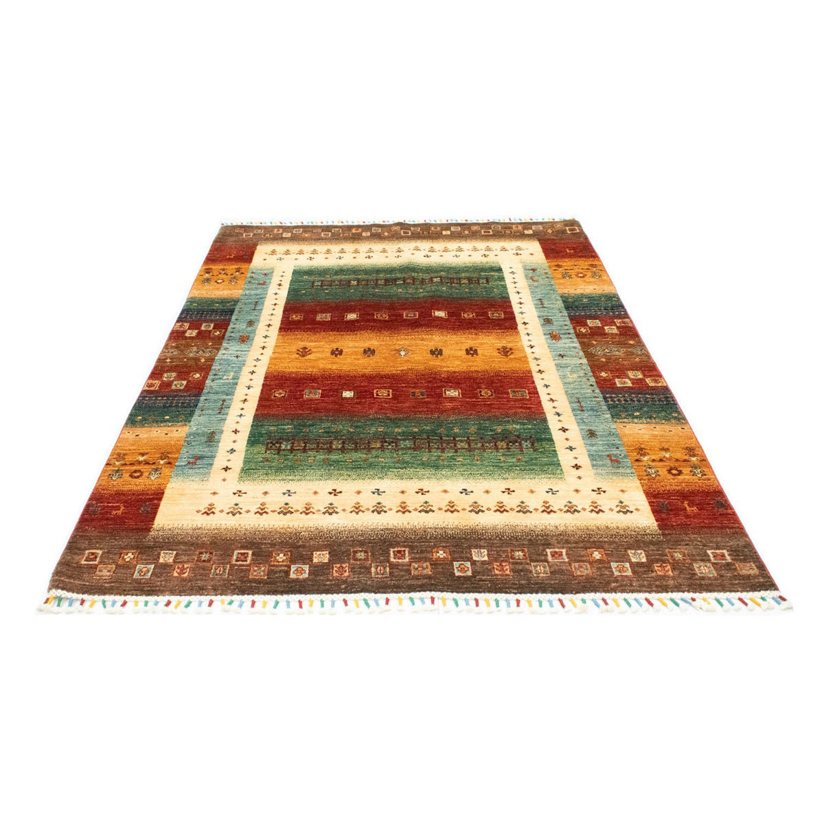 Gabbeh Teppich - Loribaft Indus 214 x 152 cm - mehrfarbig