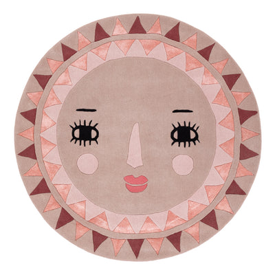 Visage de Soleil Tapis Enfant Rond