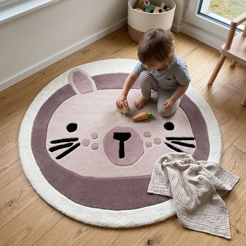 Coniglietto Tappeto per Bambini Rotondo
