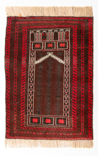 Tapis Belutsch - 147 x 97 cm - rouge foncé